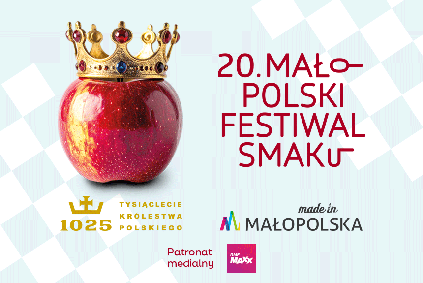 20. Małopolski Festiwal Smaku_grafika przedstawiająca jabłko w koronie 